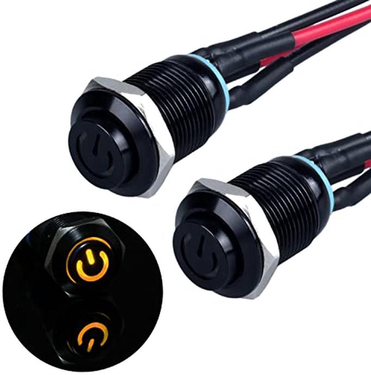 Waterdichte Drukschakelaar 12mm met LED Verlichting - 12V-24V, 2A, IP66