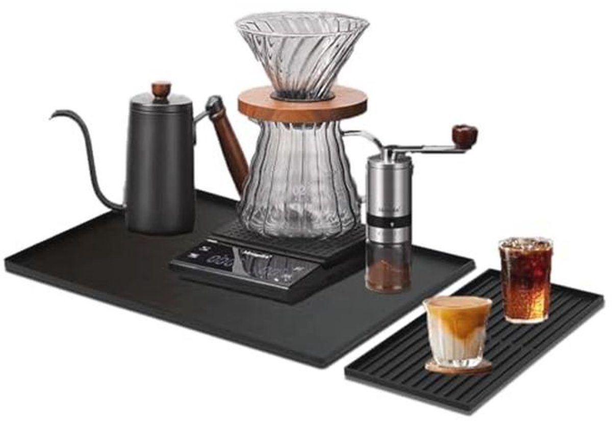 Onderlegger voor Koffiezetapparaat - Siliconen Mat, Antislip, 2-in-1 - 61 x 40,5 cm en 40 x 19 cm