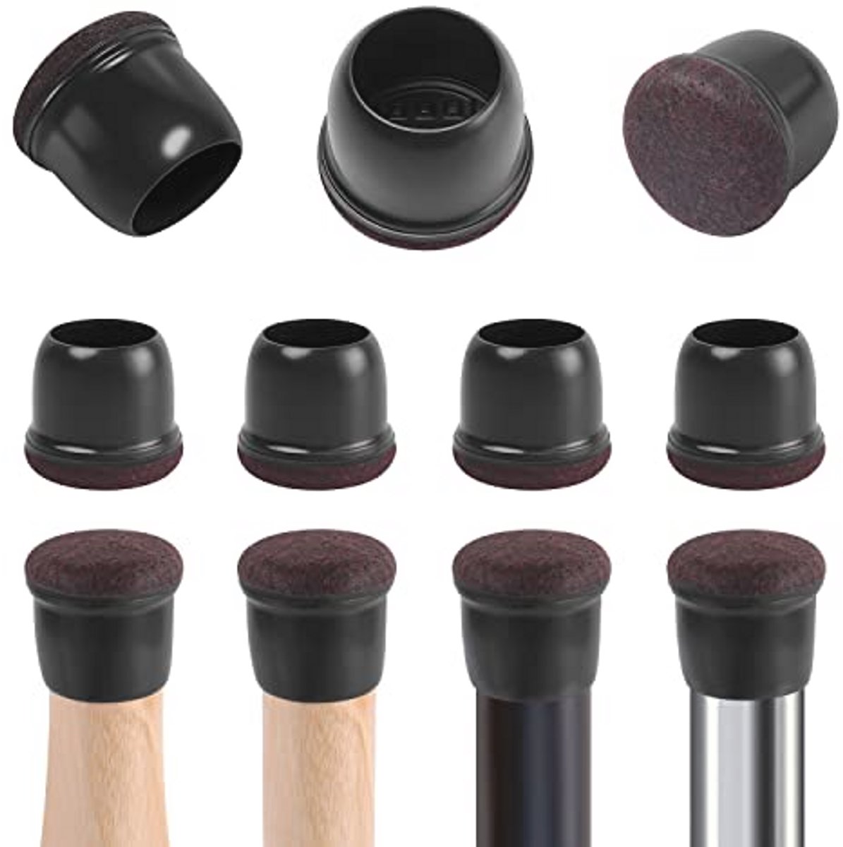 Silicone Stoelpootdoppen met Vilt - 24 Stuks, Bescherming voor Houten Vloeren