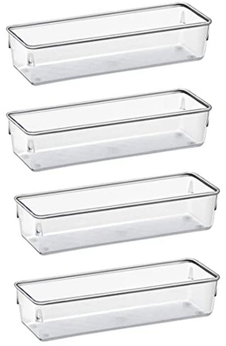 Modulaire Lade-organizer - 4 Transparante Opbergbakken voor Kantoor, Thuis en Keuken
