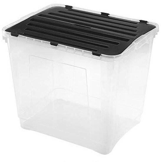 Heidrun Dragon Box Lot de 3 boîtes de 60 l avec couvercle divisé 60 x 40 x 36 cm - Boîte transparent/noire