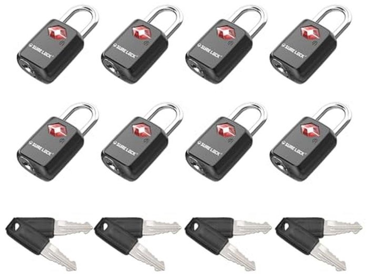 TSA Goedgekeurde Mini Bagagesloten voor Reizen - Sleutelslot met Stalen Beugel, Set van 8