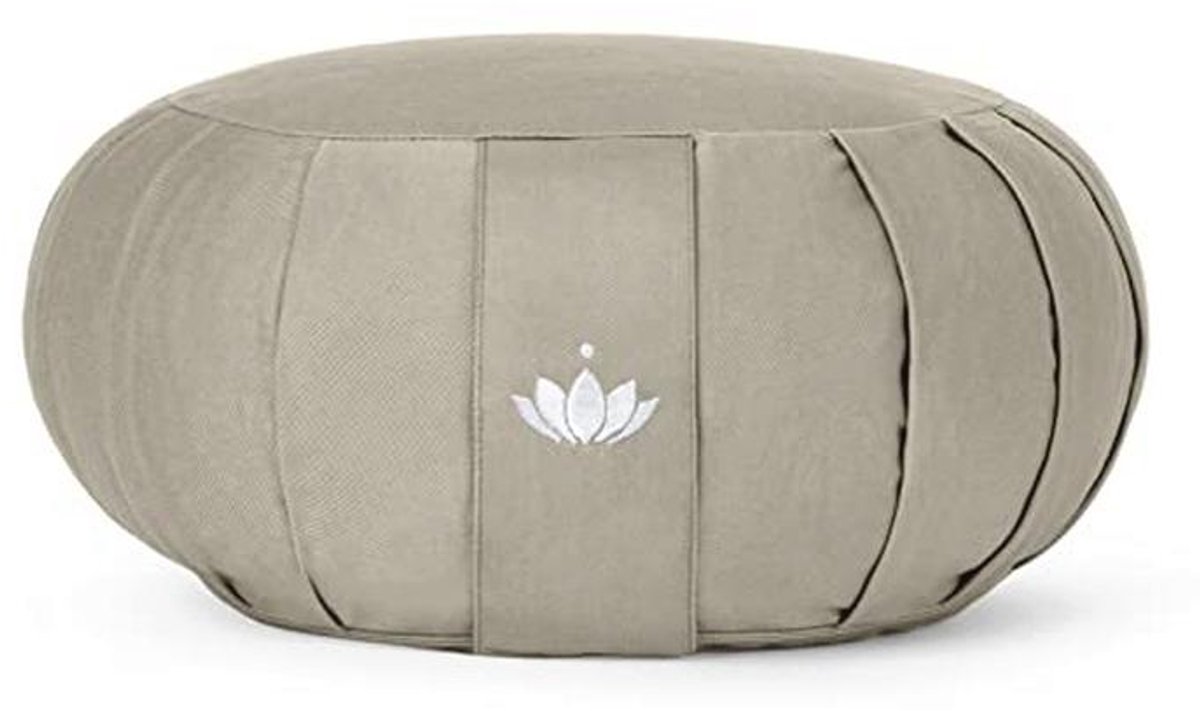 Meditatiekussen Zen - Zafu Yogakussen met Speltvulling - Wasbare Katoenen Hoes - GOTS Gecertificeerd - 15cm Zithoogte