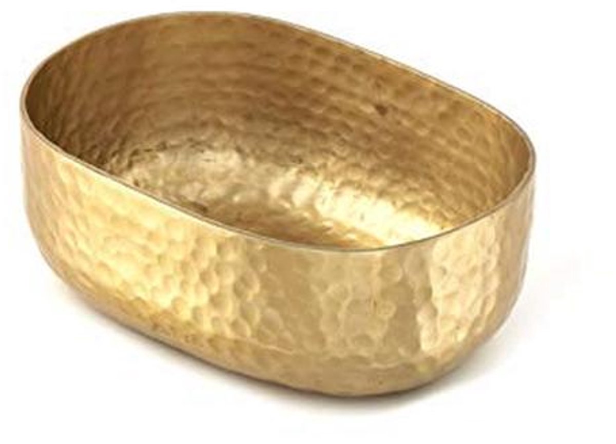 Hammered Aluminum Oval Entree Basket - 25-Ounces, Gold