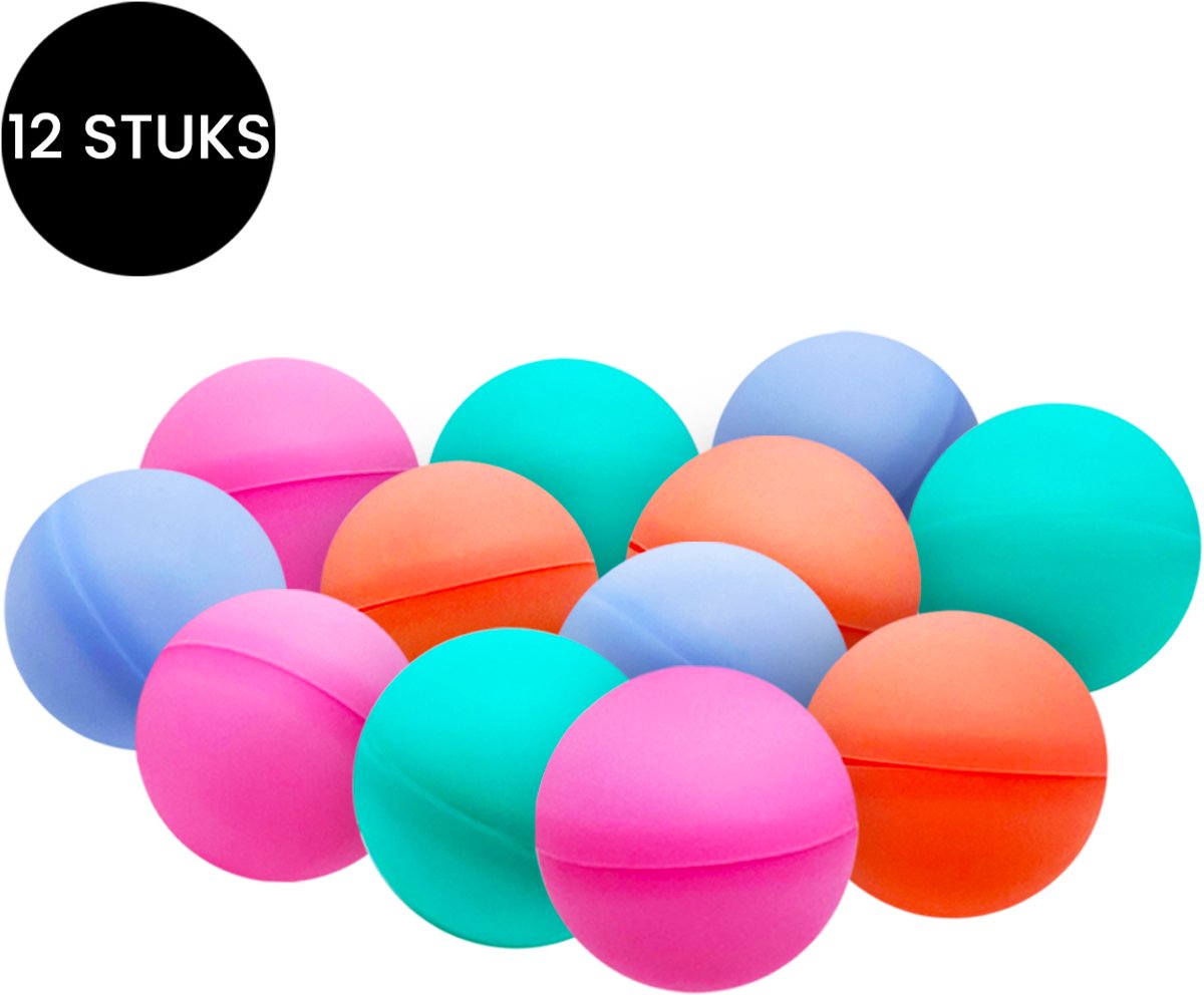 Purepeak Waterballonnen Zelfsluitend 12 Stuks - Herbruikbare Waterbalonnen zonder Magneten - Blauw, Roze, Oranje, Groen