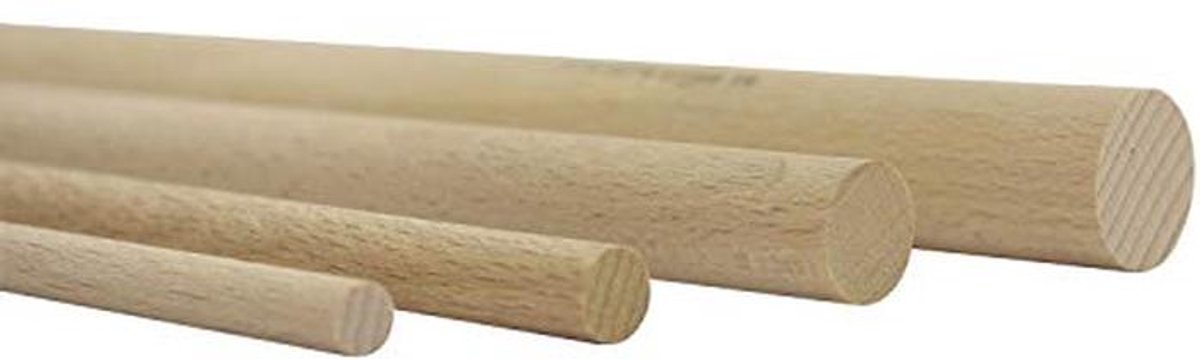 Houten stokken voor knutselen - 100 cm x 12 mm, 12 stuks