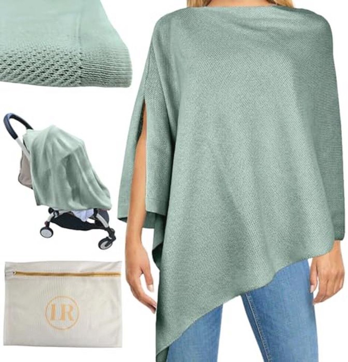 Ademende Gebreide Borstvoedingscover - Zacht Biologisch Katoen & Kasjmier, Multifunctionele Hoes voor Privacy en Gemak