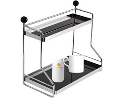 Koffiemokhouder, tweelaagse kopjeshouder, vrijstaand koffiekopjesrek, opbergruimte voor mokken op het aanrecht, koffiekopjesrek, koffiemokhouder voor op het aanrecht, mokkenhouder voor in de keuken