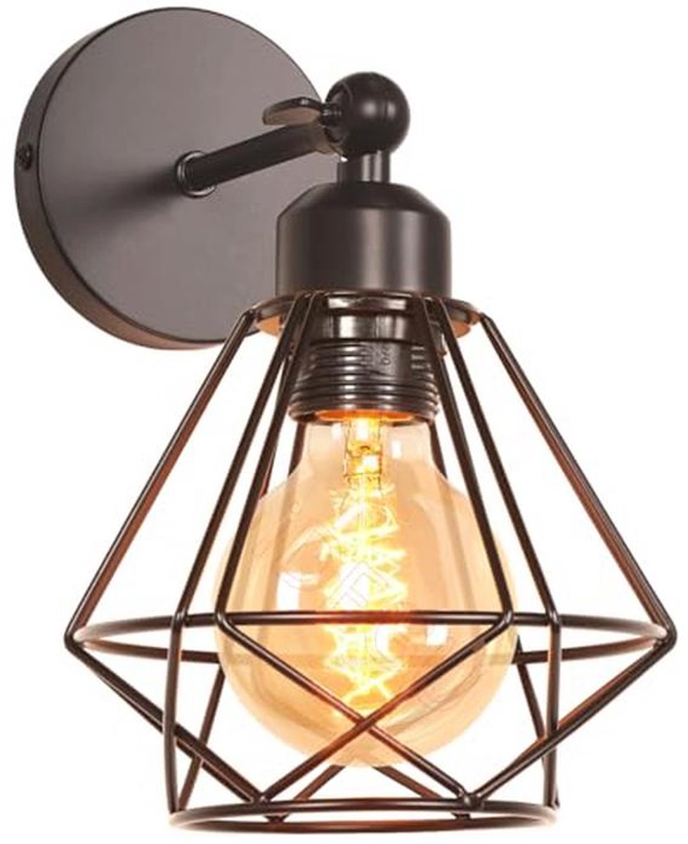 Industriële verstelbare wandlamp met kooi-design