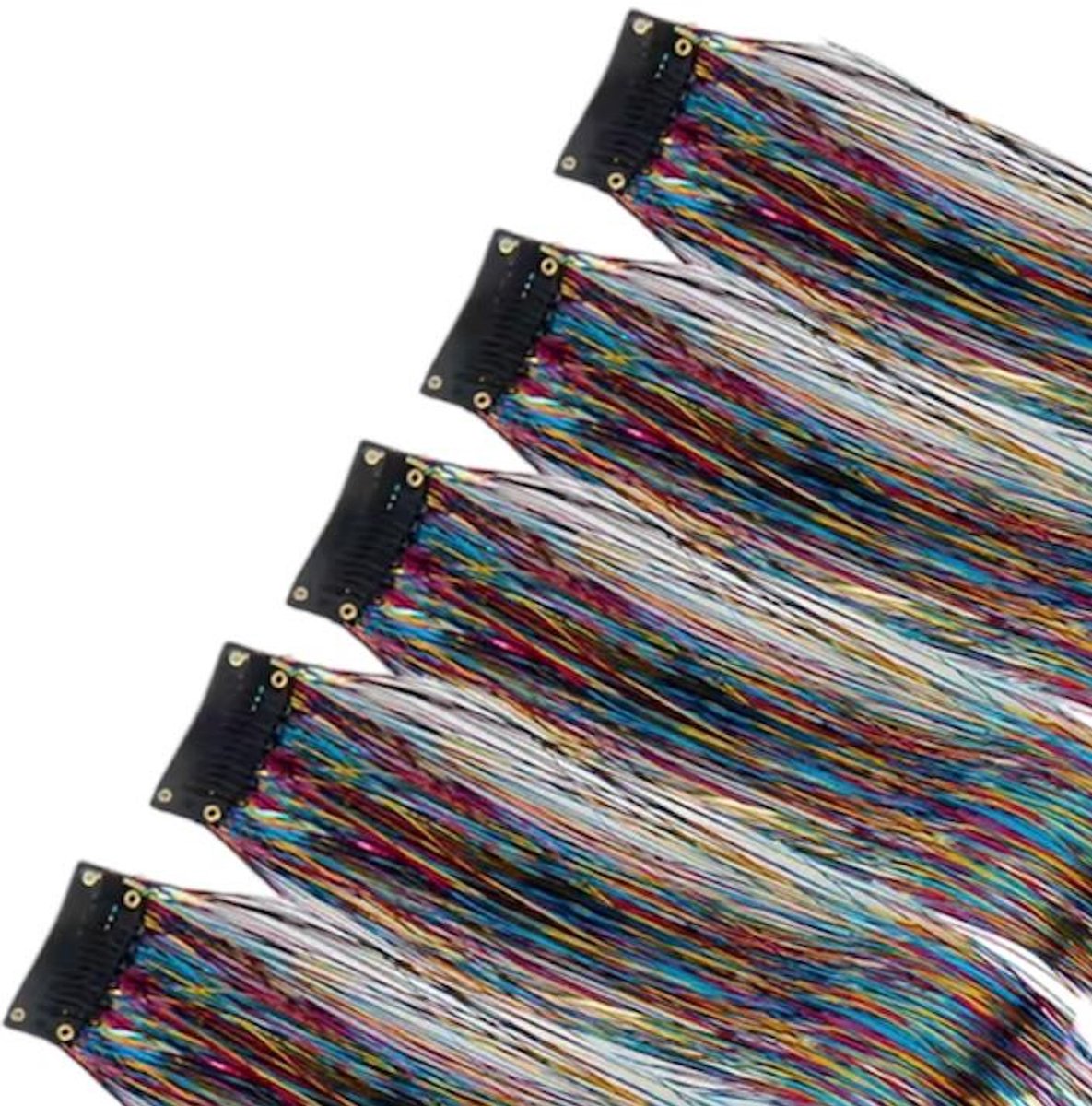 Haar glitterclip - hair extension - haar extensie - glitter haar - antislipspeld - rainbow - regenboog - 1 stuk