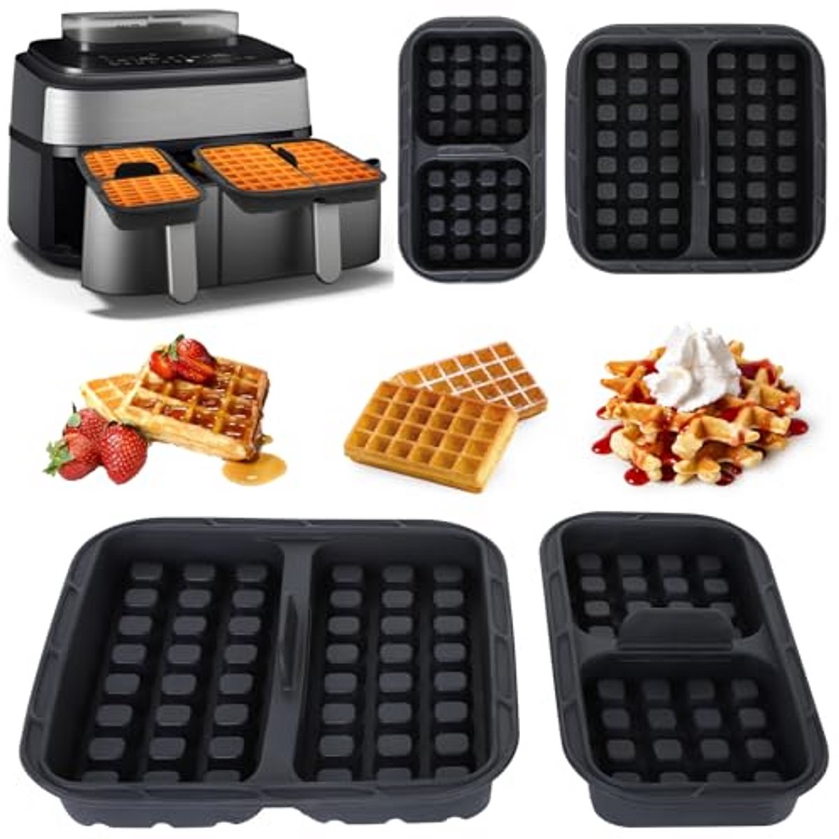 Set van 2 siliconen wafelvormen voor Airfryer - Ideale accessoires voor luchtfriteuse