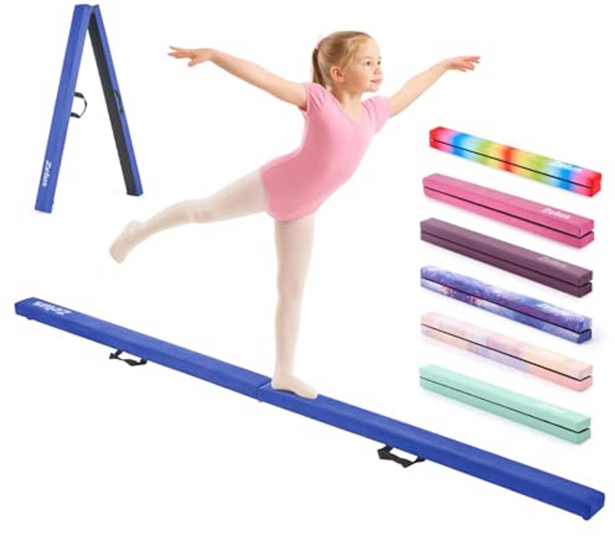 Opvouwbare Gymnastiekbalk 244cm voor Kinderen - Antislip Vloerbalk met Handgrepen