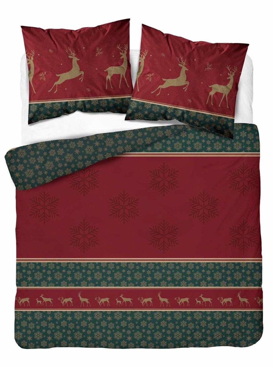 Kerst Dekbedovertrek 220x200cm Winter Kerstmis Christmas X-Mas Katoen GroteKussensloop 70x80cm
