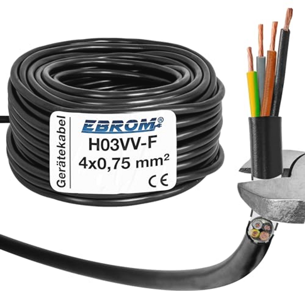 Ronde Kunststof Slangleiding met 4x0,75 mm² Kabel - Diverse Lengtes Beschikbaar