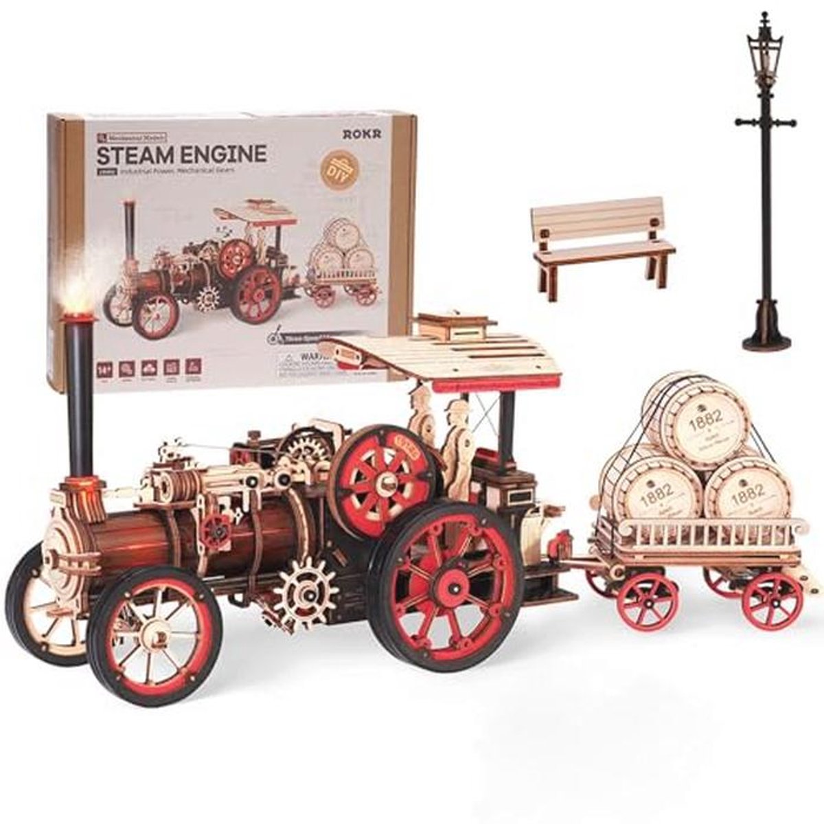 3D Houten Modelbouwpakket voor Auto's en Stoomlocomotieven, 469 Delen, Puzzel voor Kinderen en Volwassenen