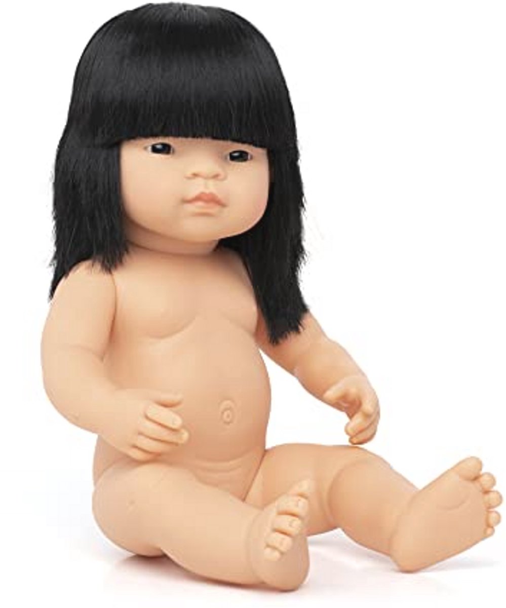 Aziatisch Meisje Babypop 38 cm - Anatomisch Correct en Zacht Vinyl