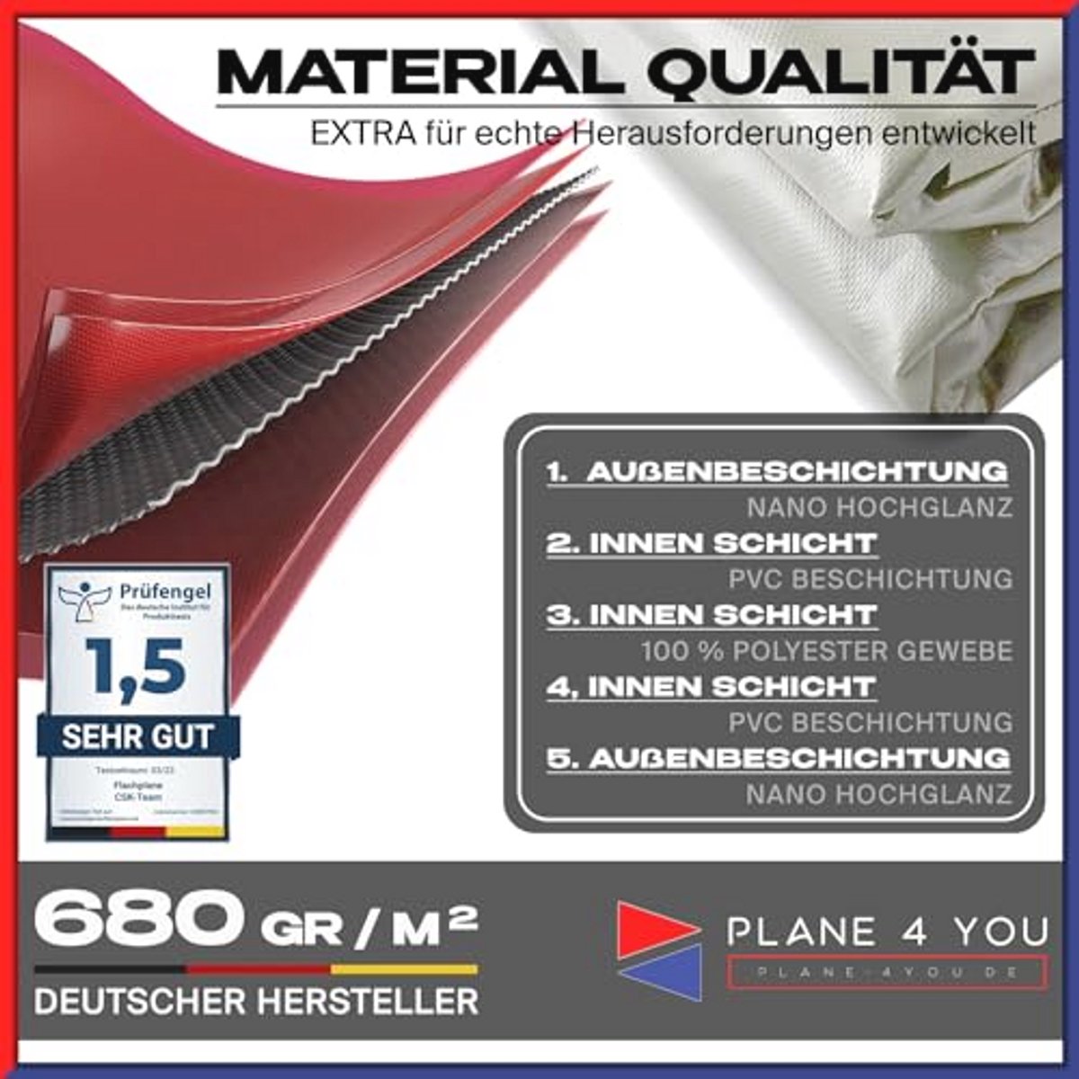 Plat Dekzeil voor Aanhanger - Waterdicht, Scheurvast en UV-bestendig - 306 x 157 cm