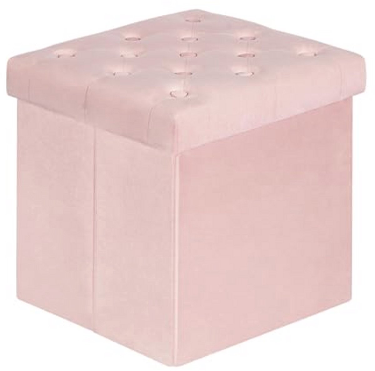 Fluwelen Opbergkruk in Roze – Multifunctionele Poef voor Woonkamer – Opvouwbare Voetenbank en Decoratief Meubel