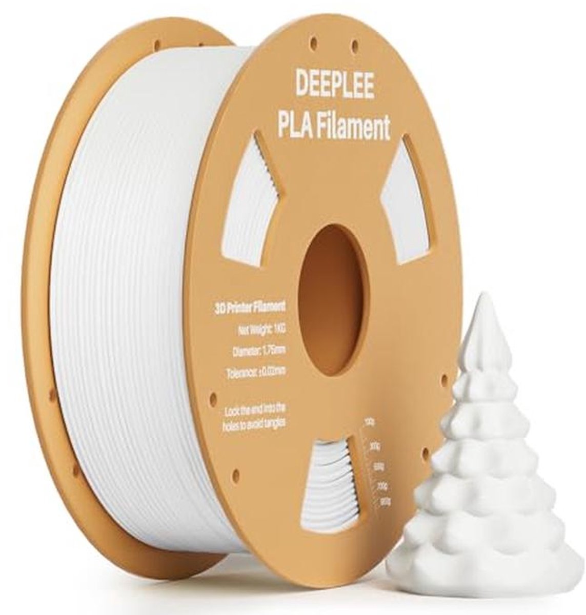 PLA Filament 1.75 mm voor 3D Printer - 1 kg, Dimensale Nauwkeurigheid +/- 0.03mm, Wit