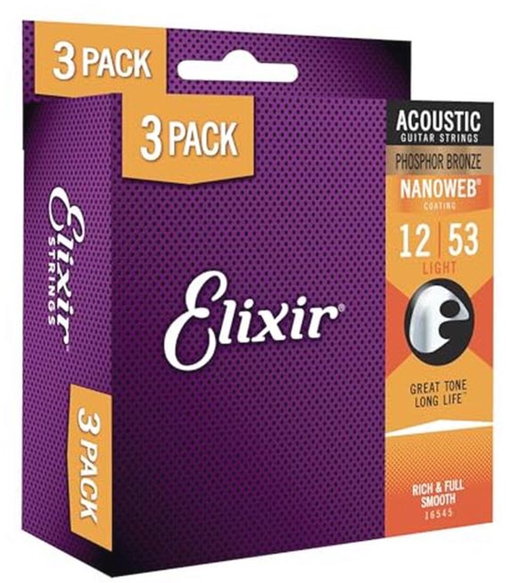 Akoestische Gitaarsnaren - Phosphor Bronze Nanoweb Light 12-53 (3-Pack)