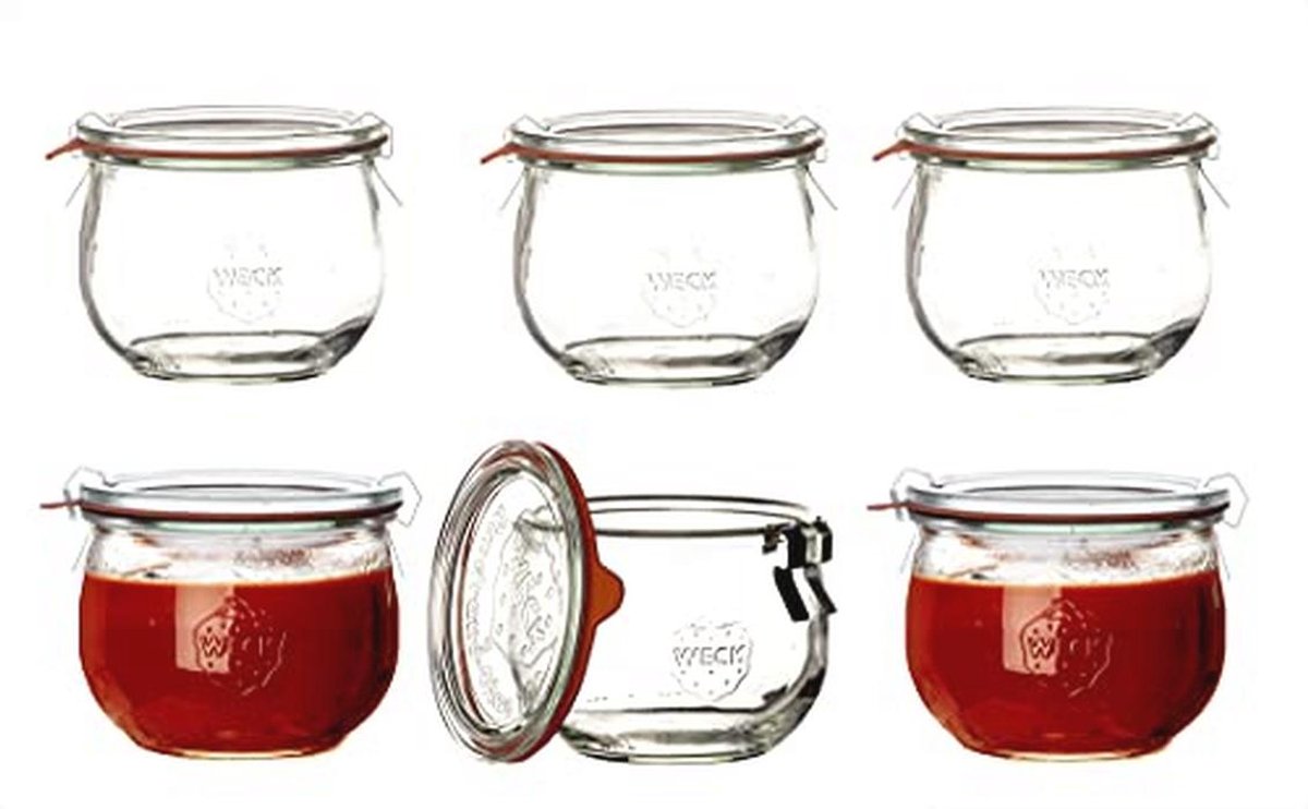 Airtight Tulip Jars 580ml - Set of 6 Glass Storage Jars with Lids