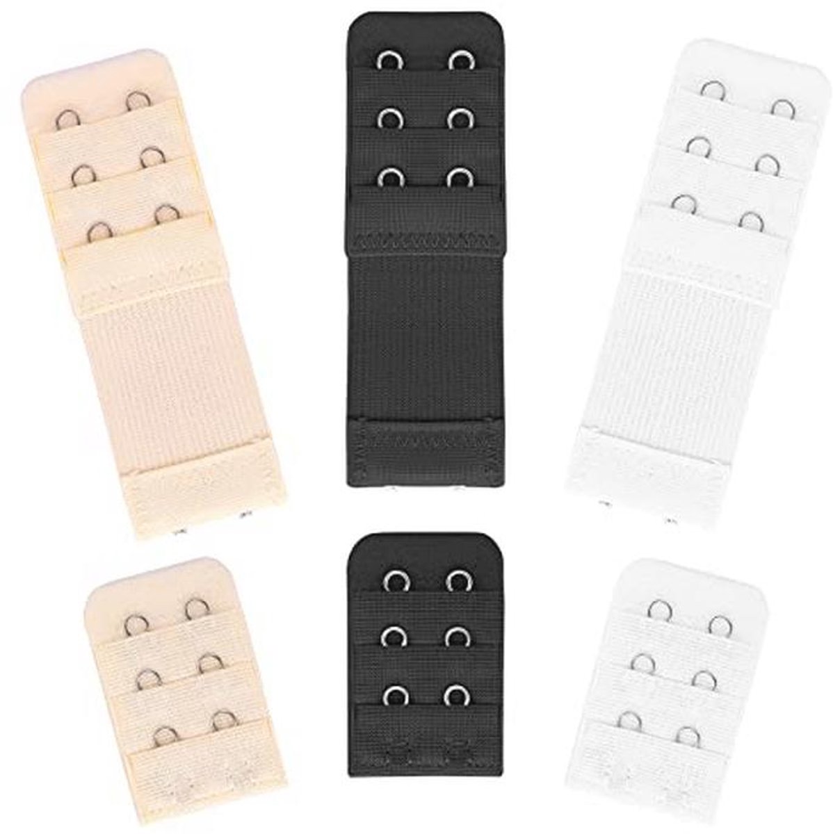 Elastische beha-extenders 6 stuks voor vrouwen - 2/3/4 haak, zachte en comfortabele beha-bandverlengers