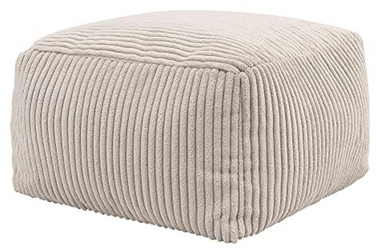 Hocker in Beige van Corduroy - Comfortabele Zitzak Voetensteun voor Woonkamer en Slaapkamer
