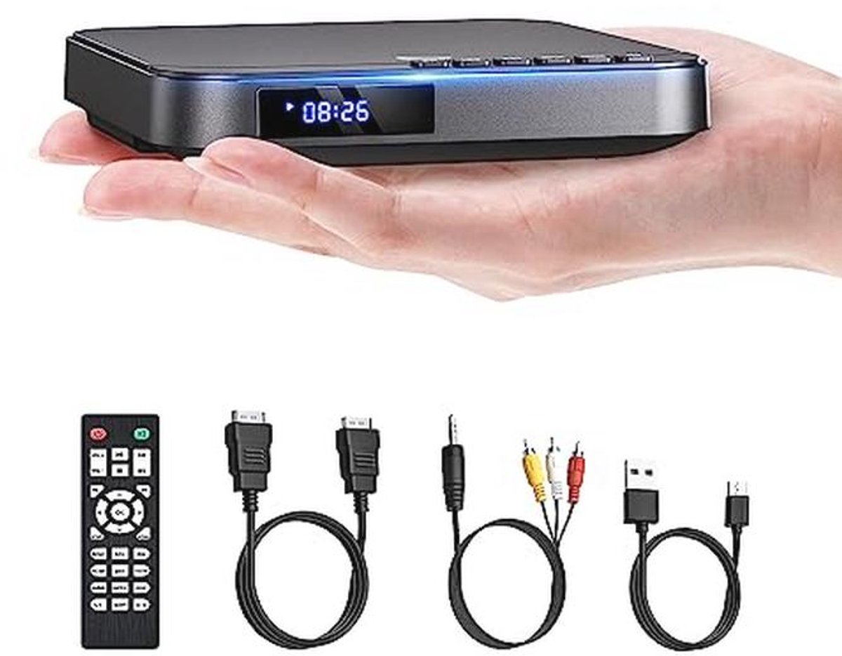 DESOBRY Mini DVD Player HDMI for TV 1080P Multi Region DVD Player with AV Output, USB/TF Card Input, Remote Control, Support PAL/NTSC