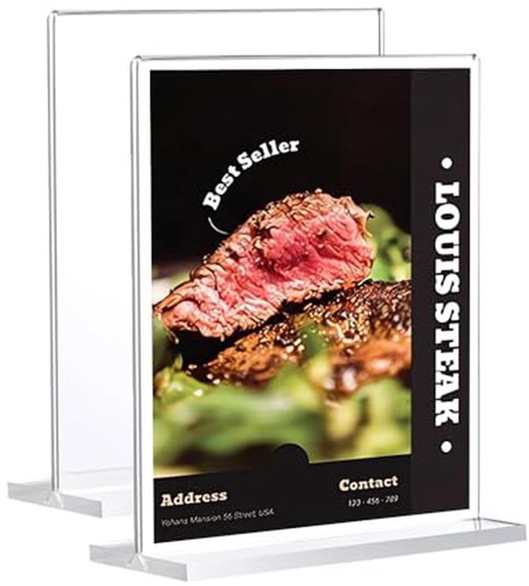 Acryl A4 T-vorm Tafelstandaard - 2 stuks voor Prijslijsten en Posters