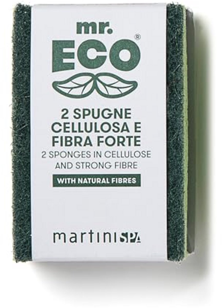 Dual Action Schoonmaaksponsen - 2 Stuks van Cellulose en Sterke Vezels, Groen, 30 g