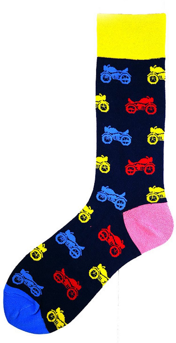 Sokken heren - blauw - print motorfiets / motor - 40-46 - cadeau voor hem - Kerstcadeau - vaderdag cadeau - verjaardagscadeau - geschenk - gift