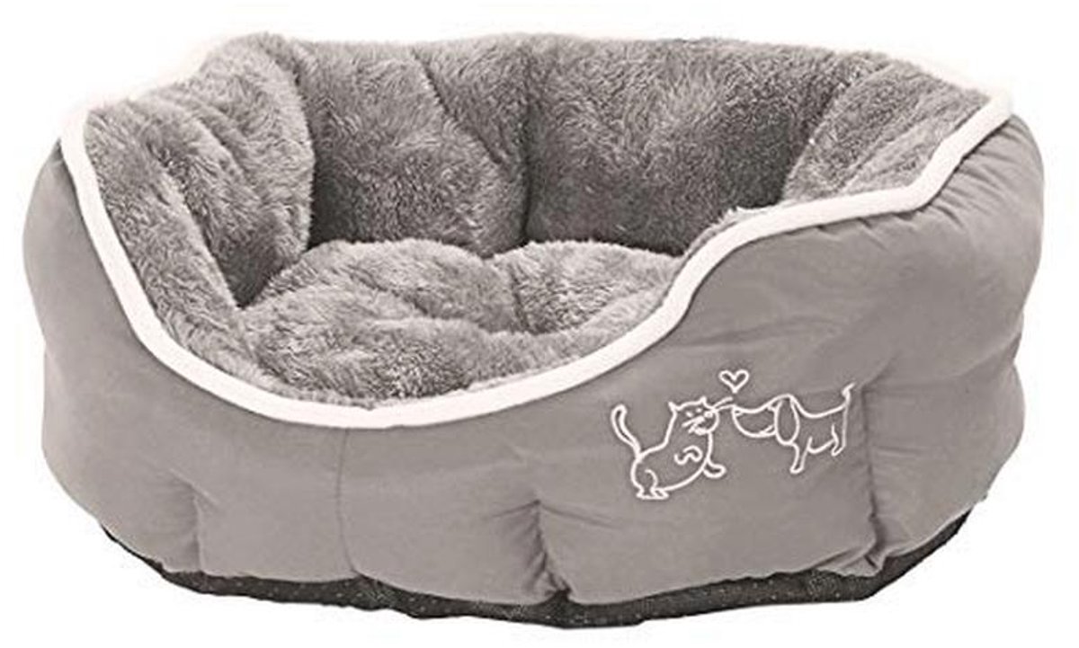 Ovaal honden- en kattenbed 45 x 40 cm - polyester, grijs