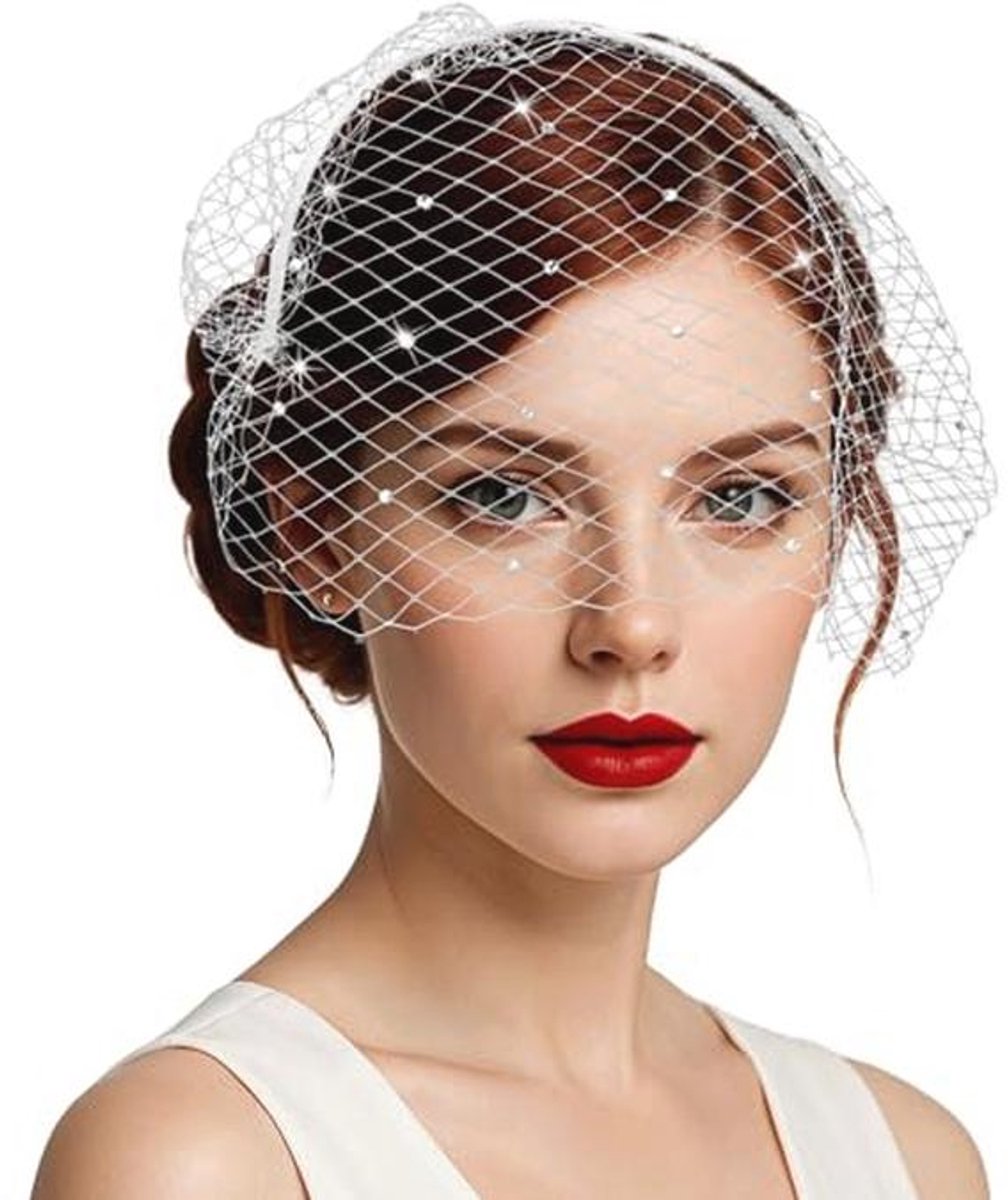 Elegante Witte Sluier Hoofdband voor Vrouwen
