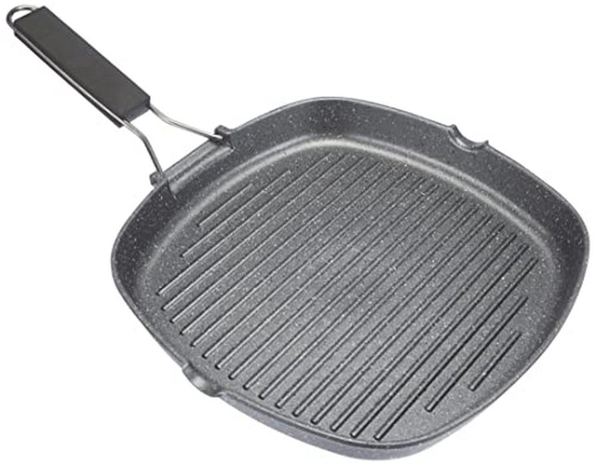 Grill Vierkant 28 x 28 cm met Opklapbare Handgreep van Aluminium