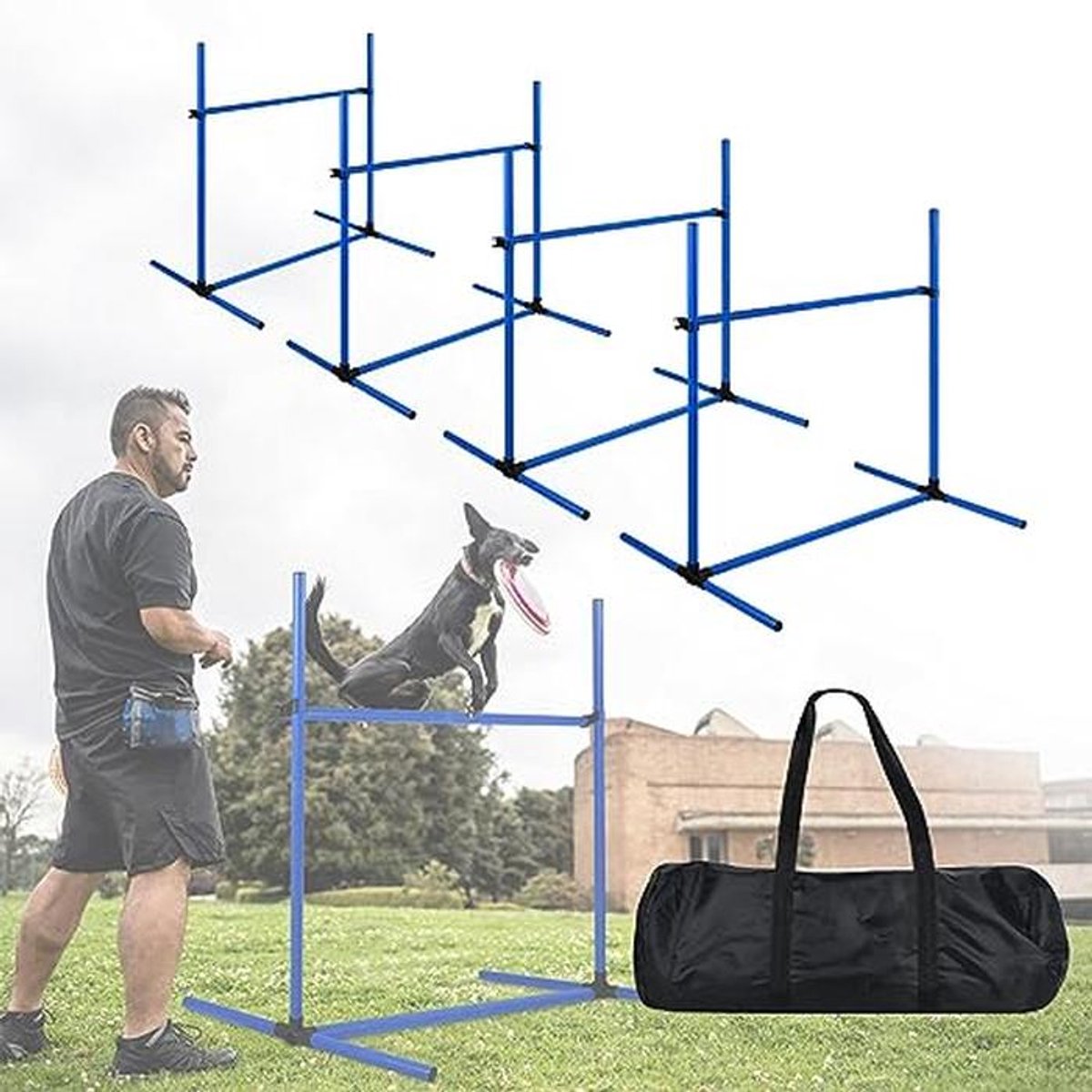 Hindernis Trainingsset voor Honden en Katten - Verstelbare PVC Slalom Stangen - Beweeglijkheid en Veerkracht Training