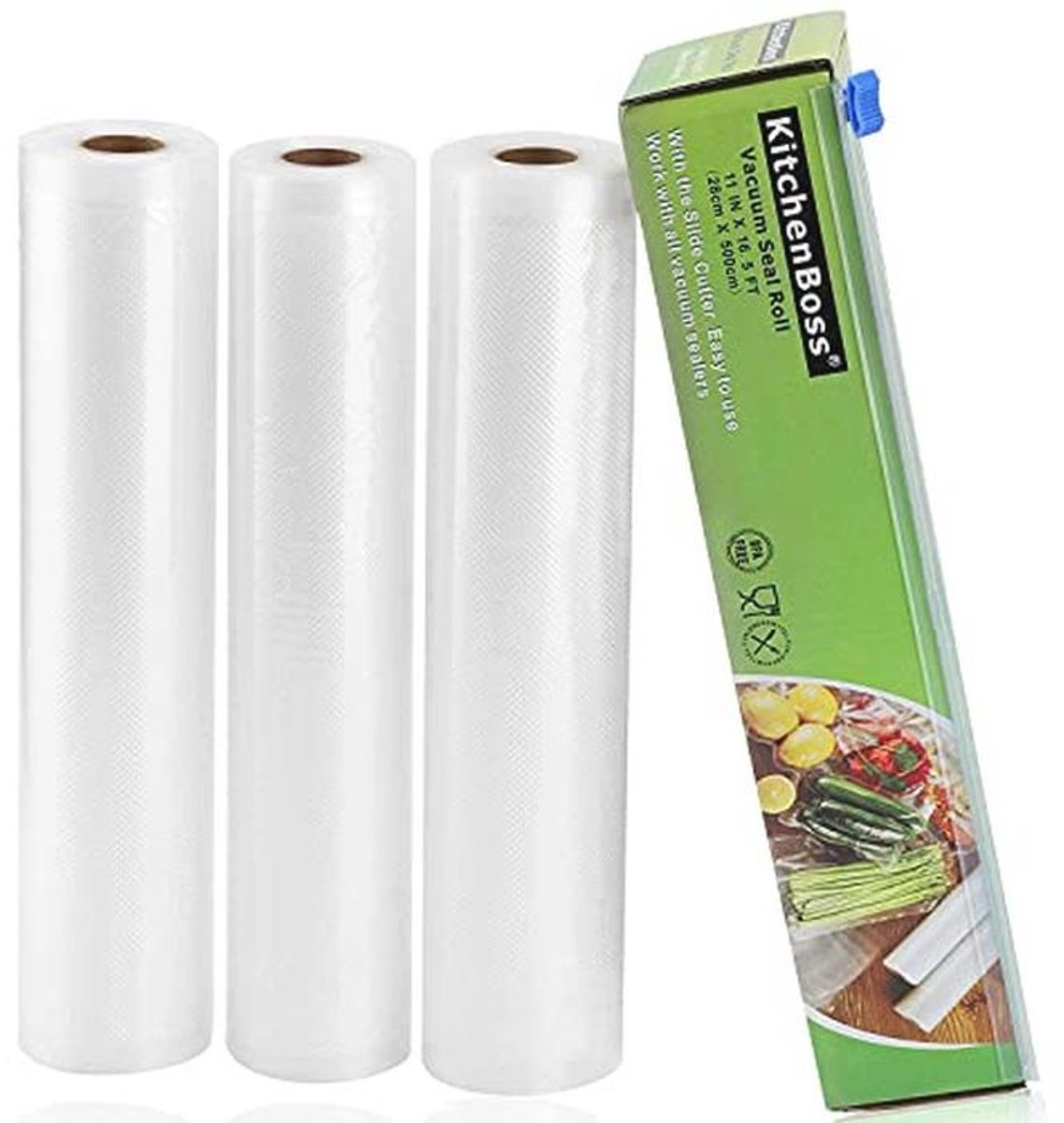 Vacuümzakken voor levensmiddelen, 3 rollen, 28 x 500 cm, met snijbox voor sous-vide koken