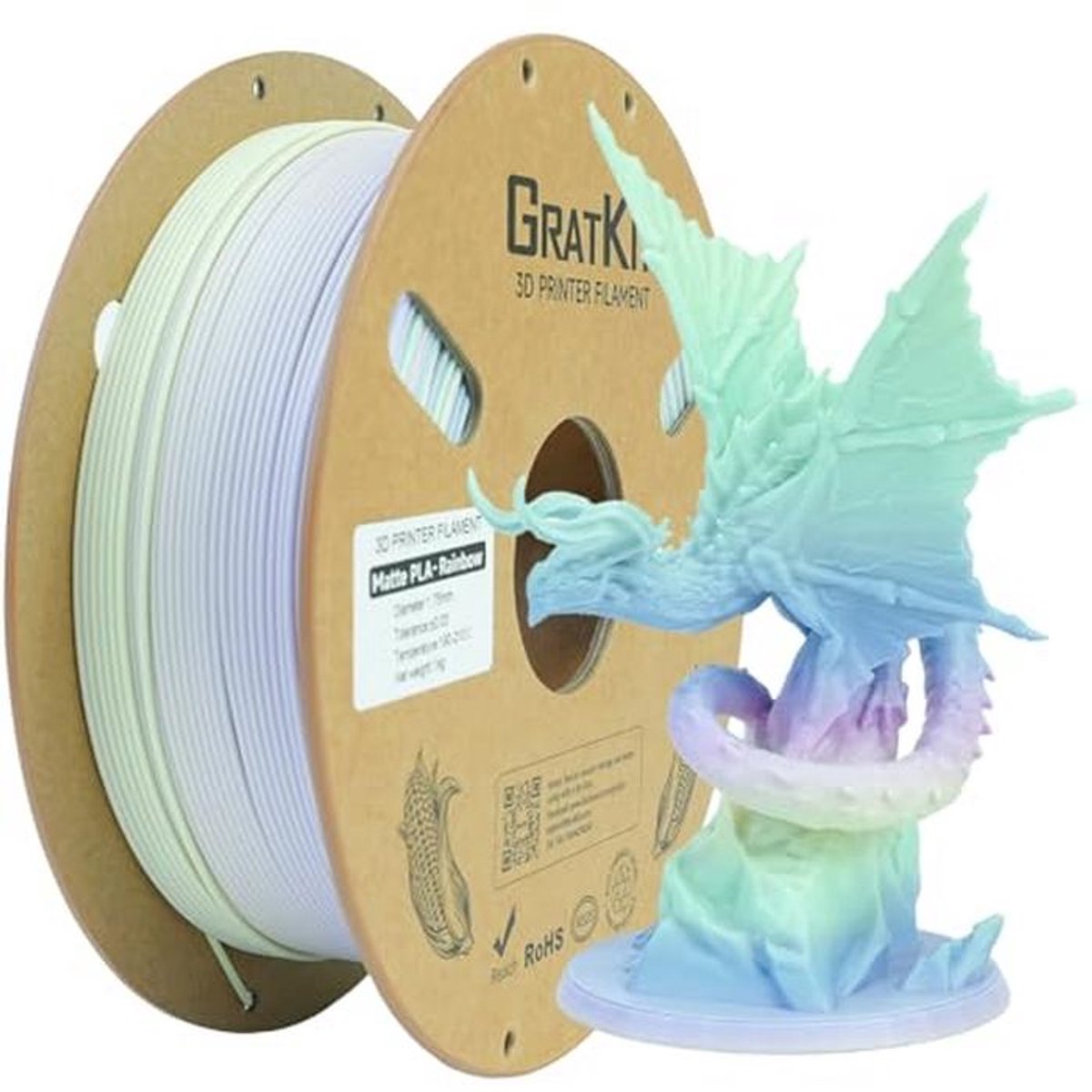 Matte Rainbow PLA Filament 1.75mm - 3D-printer filament voor nauwkeurige prints