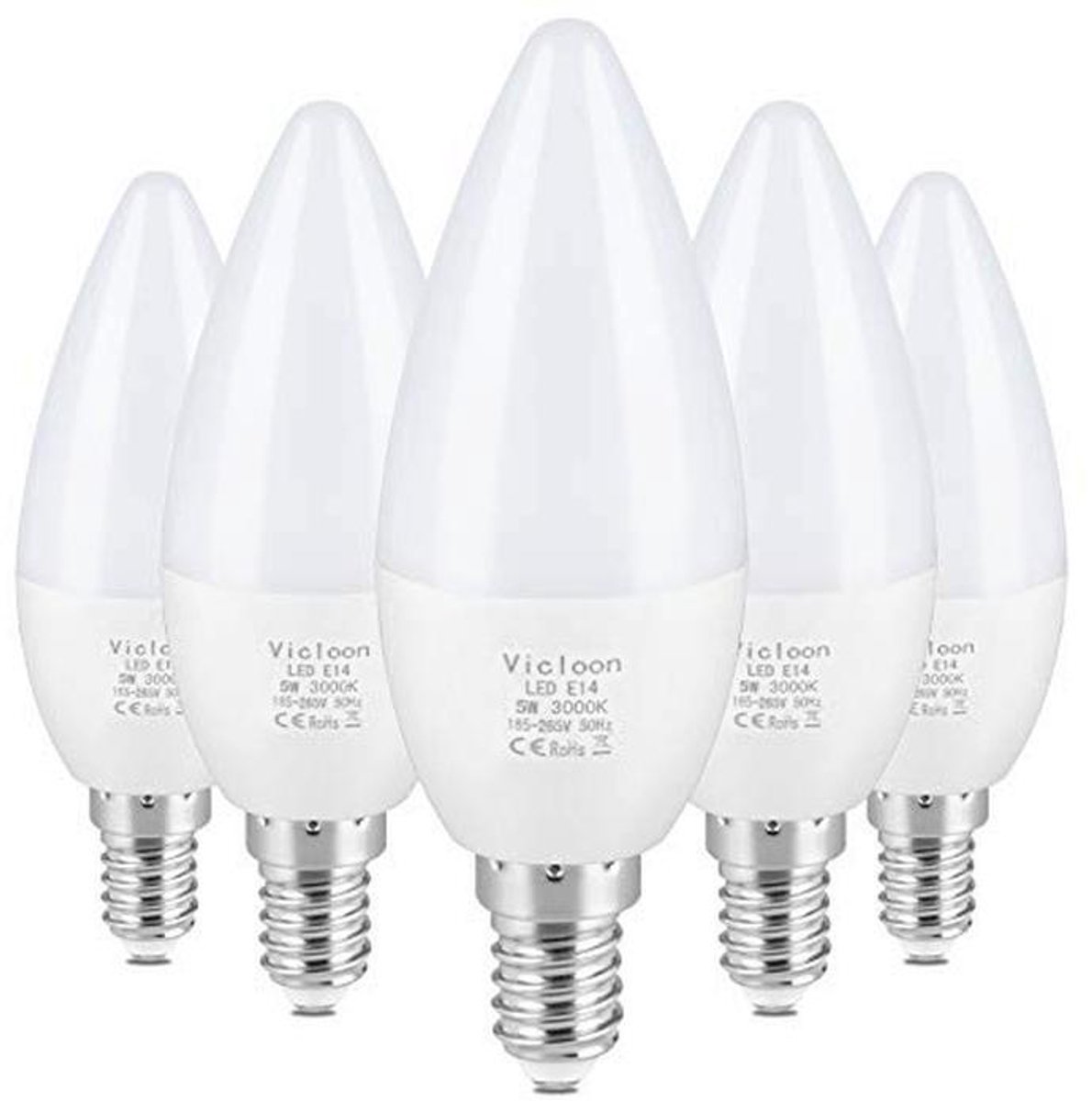 E14 LED Kaarslamp - 5 Stuks, 5.5 W, 3000 K Warm Wit, 500 Lumen, Niet Dimbaar, Vervangt 40 W Halogeenlamp