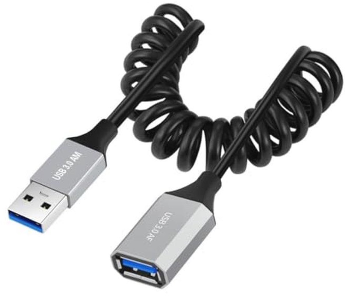 Coiled USB 3.0 Kabel - Hoge Snelheid Data Overdracht en Opladen voor Telefoon en Laptop