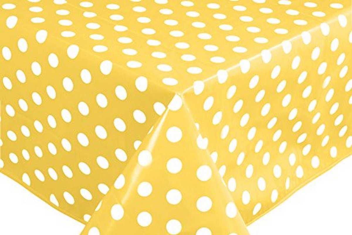 Rechthoekig PVC Tafelkleed met Stippen - 140 x 180 cm - Geel
