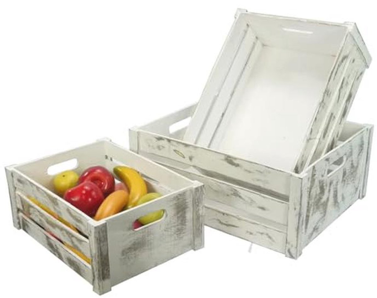 Rustieke Houten Opslagcontainer Set van 3 - Ideaal voor Organisatie en Decoratie
