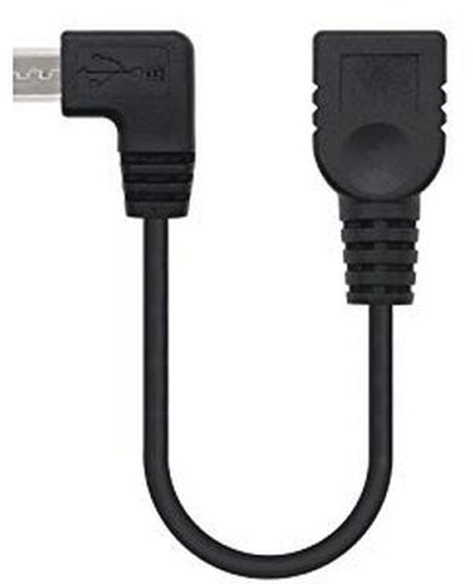 USB 2.0 OTG Kabel Micro USB-B naar USB-A, 15 cm, Zwart