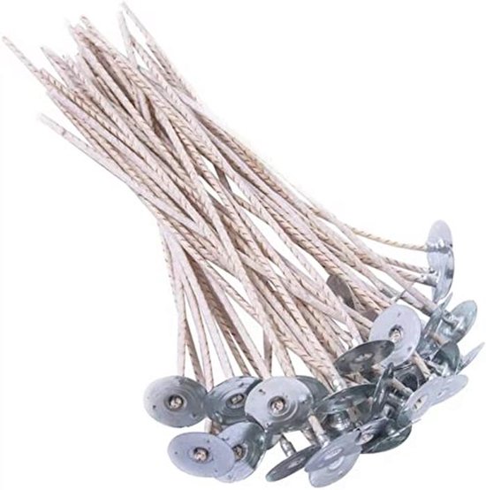 Permanente lont, 12 stuks waxeters, brandwas, houten lont voor kaarsenresten, reservelont (9 x 1 x 1 cm