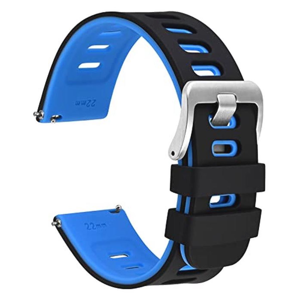 WOCCI Tweekleurige Horlogebanden, Siliconen Rubber, Snelle Vrijgave, Vervangende Banden voor Heren en Dames, Roestvrijstalen Gesp, Bandbreedte 18mm 20mm 20mm