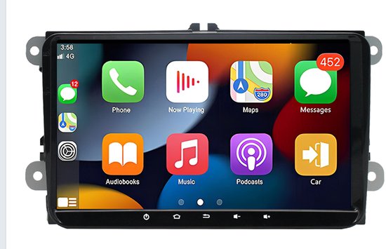 9Inch Android 14 Auto Radio 4+64G - Met Toepasselijk Wireless CarPlay voor VW | 2 Din GPS AHD Camera Aftermarket