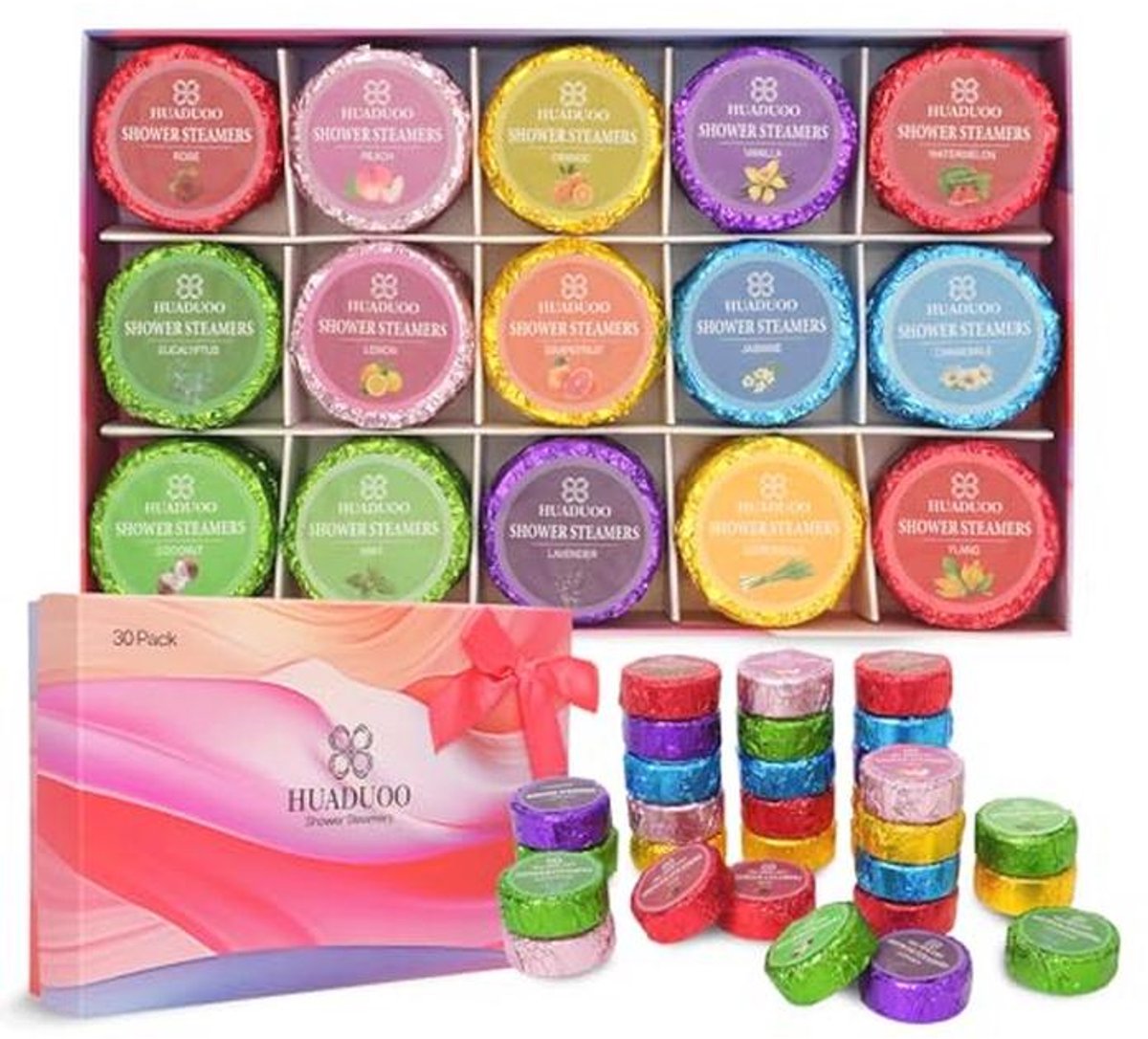 Aromatherapie Douche Stomer - 30 Douchebommen voor Stressvermindering en Ontspanning - Zelfverzorging met Organische Etherische Oliën