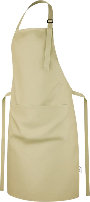 Viamart® - Professioneel Keukenschort - Kookschort - BBQ Schort - Schort - Horecakwaliteit - Verstelbare Gesp, Lange Koorden en 3 Praktische Grote Zakken - Unisex: Dames & Heren - Maat: One Size Fits All - Wasbaar op 60° - Beige