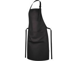 Viamart® - Professioneel Keukenschort - Kookschort - BBQ Schort - Schort - Horecakwaliteit - Verstelbare Gesp, Lange Koorden en 3 Praktische Grote Zakken - Unisex: Dames & Heren - Maat: One Size Fits All - Wasbaar op 60° - Zwart