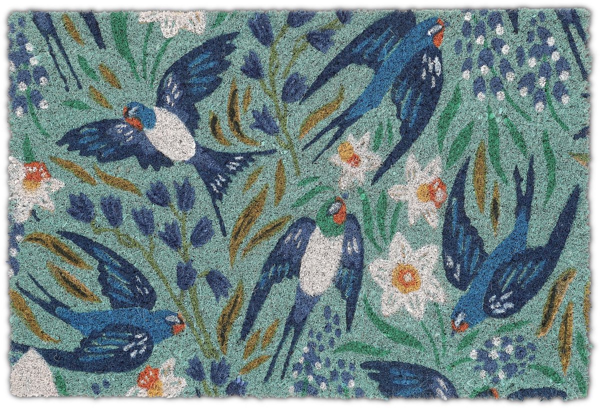 Doodadeals® Kokosmat met Vogelprint – Deurmat van Natuurlijk