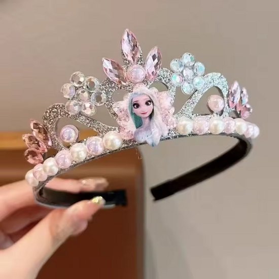 Roze Prinsessen Tiara Diadeem met Sprankelende Steentjes – Verkrijgbaar in Roze en Blauw | Magisch Haaraccessoire voor Meisjes | Perfect Schoencadeau of Kerstcadeau
